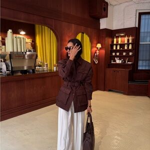 Suede Chocolate Brown Belted Jacket